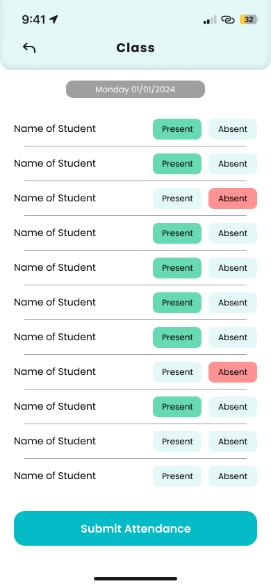 Attendance Tracking Interface